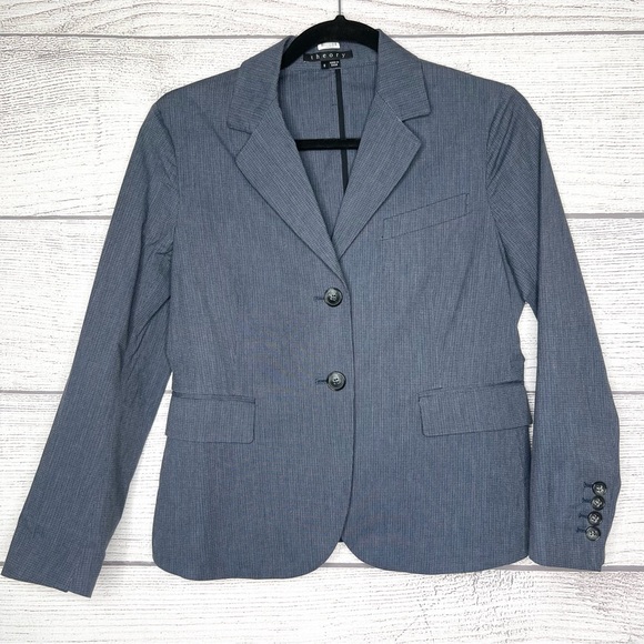 Theory Gray Fitted Blazer Jacket Women’s Size 8 - Picture 8 of 9